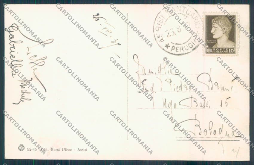 Perugia Assisi cartolina ZB8567 – retro