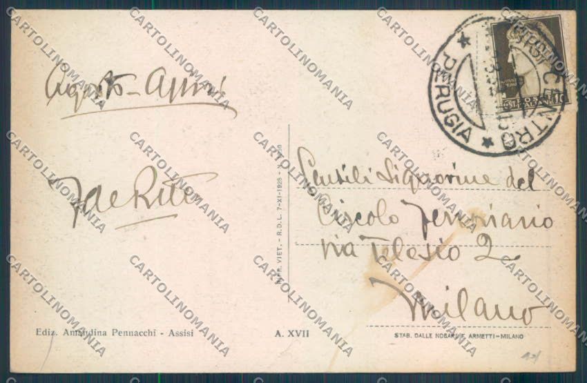 Perugia Assisi cartolina ZB8597 – retro