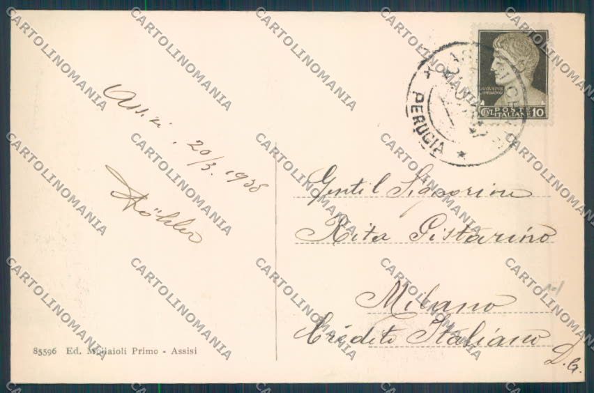 Perugia Assisi cartolina ZB8598 – retro