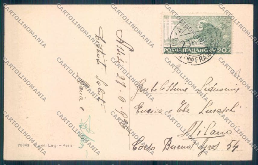 Perugia Assisi cartolina ZB8642 – retro