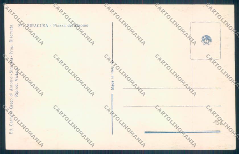Siracusa Città Foto cartolina ZB8728 – retro