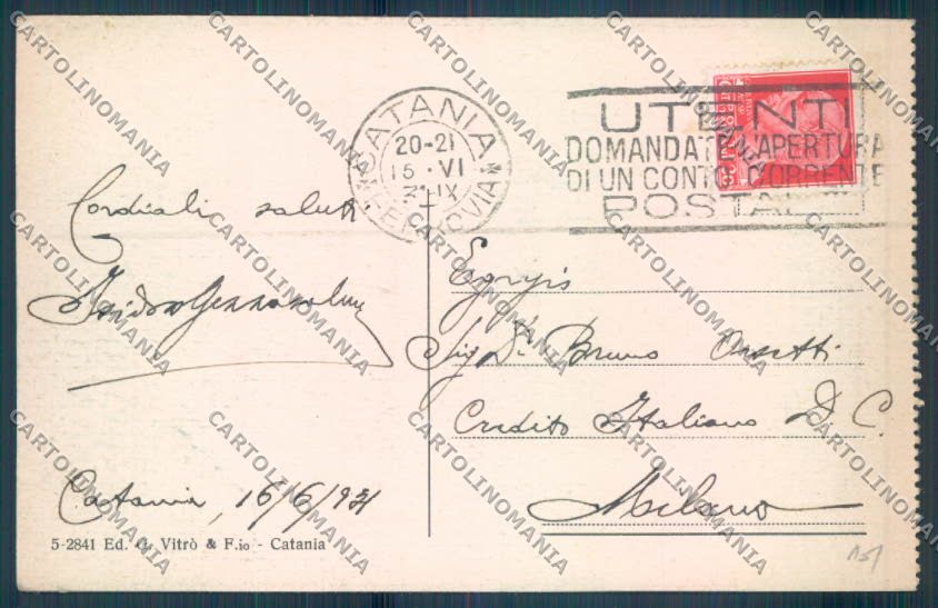 Catania Città cartolina ZB8885 – retro