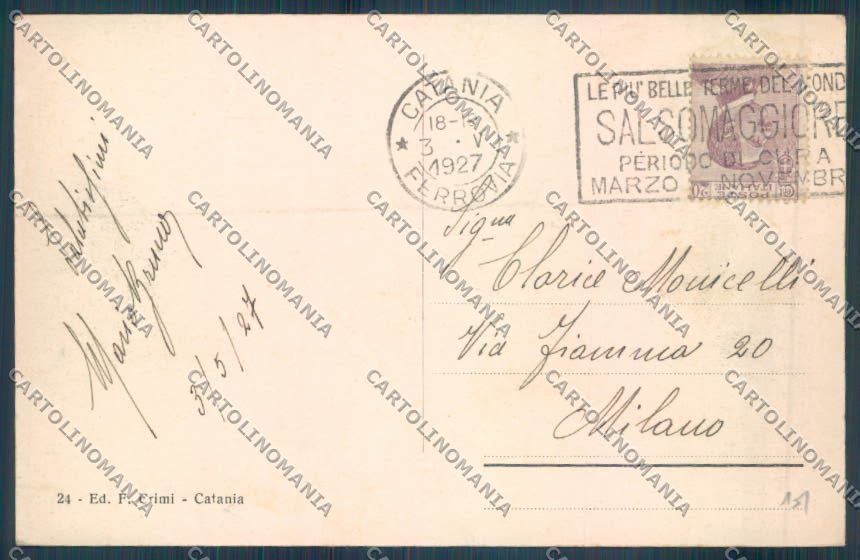 Catania Città Stazione PIEGHINA cartolina ZB8887 – retro