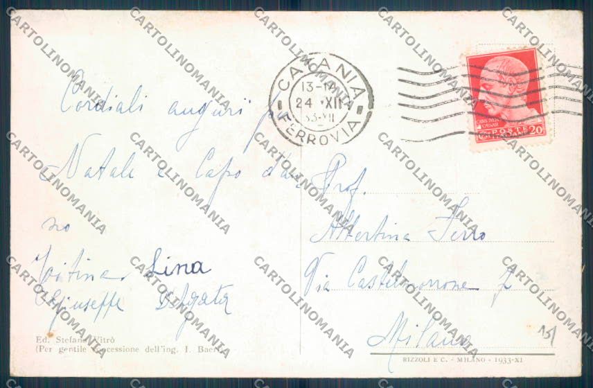 Catania Città Teatro Bellini cartolina ZB8893 – retro