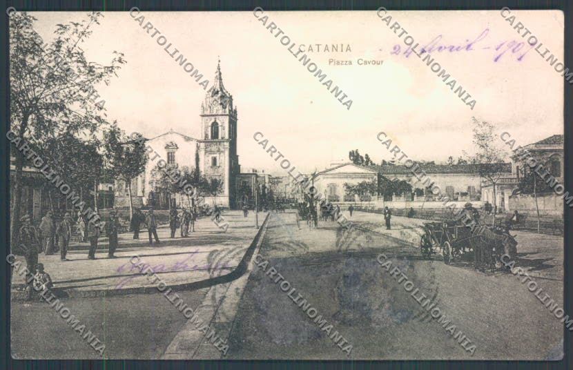 Catania Città Piazza Cavour TRACCE UMIDO cartolina ZB8908 – fronte