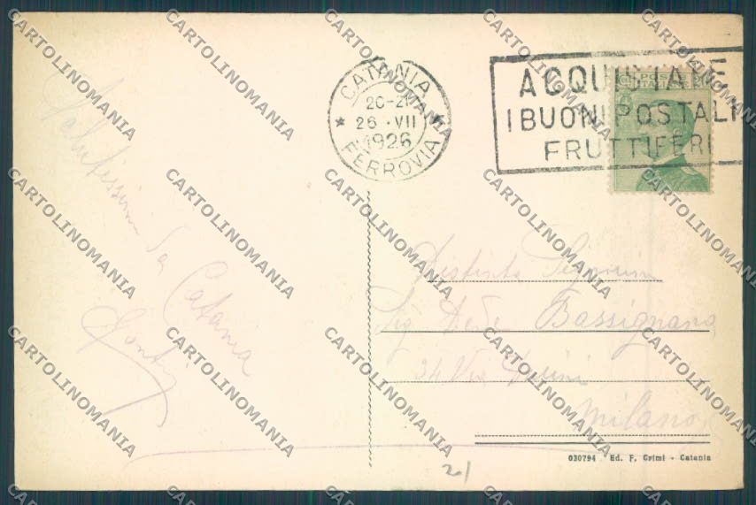 Catania Città Fontana Proserpina cartolina ZB9005 – retro
