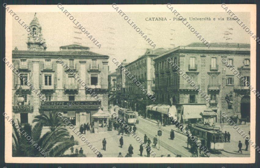 Catania Città Piazza Università Tram cartolina ZB9093 – fronte