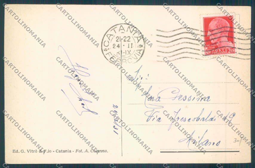 Catania Città Piazza Università Tram cartolina ZB9093 – retro