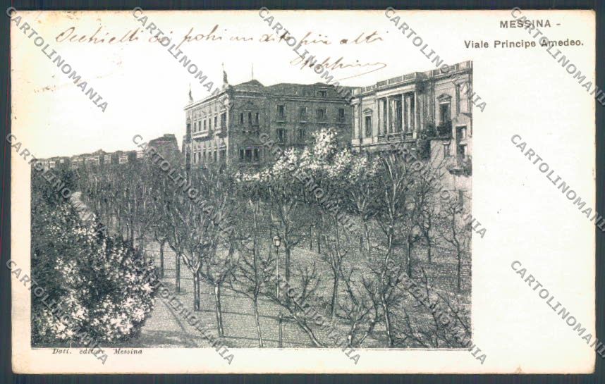 Messina Città Viale Amedeo PIEGHINE cartolina ZB9568 – fronte