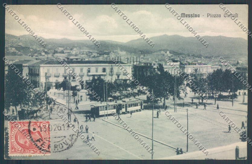 Messina Città Piazza Cairoli Tram cartolina ZB9641 – fronte