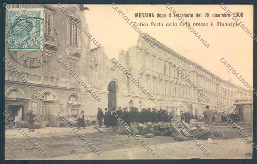 Messina Terremoto Città Municipio cartolina ZB9678 – fronte