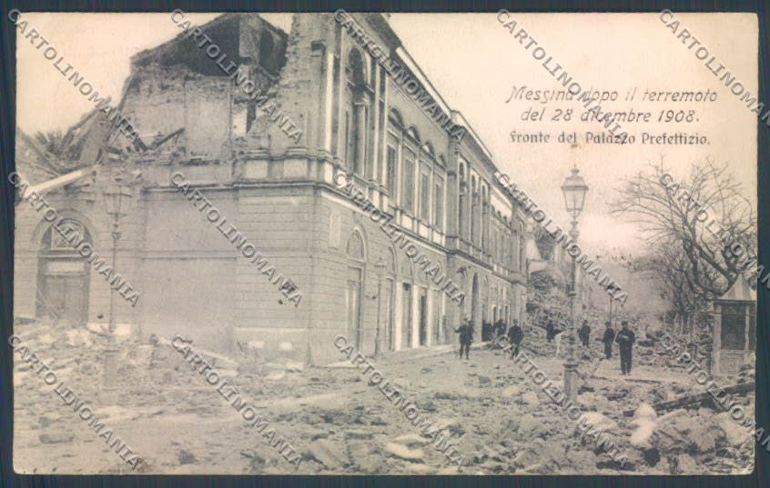 Messina Terremoto Città Palazzo Prefettura PIEGHINA cartolina ZB9682 – fronte