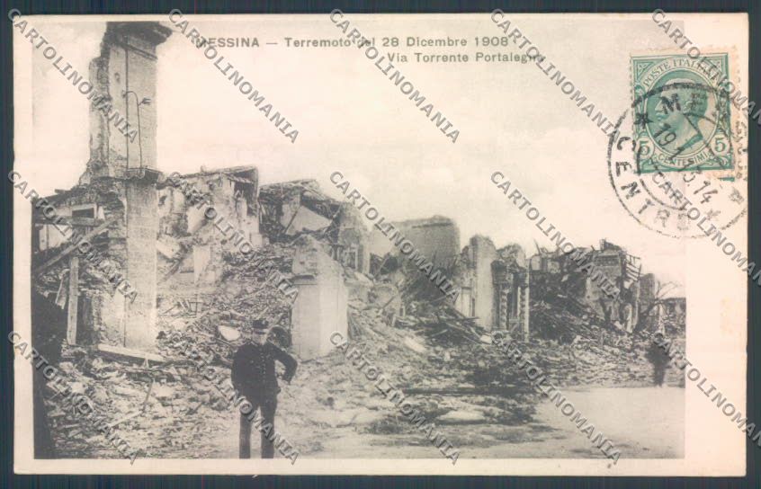 Messina Terremoto Città Via Torrente Portalegna cartolina ZB9721 – fronte