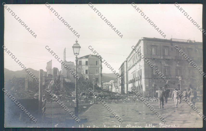 Messina Terremoto Città Piazza Stazione foto cartolina ZB9744 – fronte