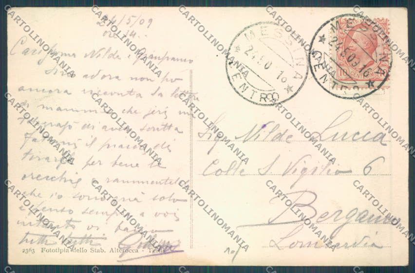 Messina Terremoto Città San Giovanni Alterocca cartolina ZB9756 – retro