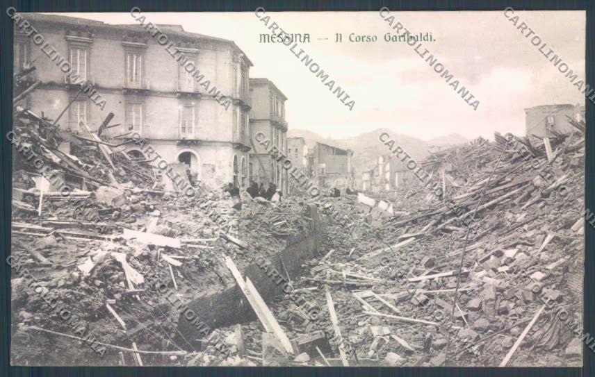 Messina Terremoto Città Corso Garibaldi cartolina ZB9766 – fronte