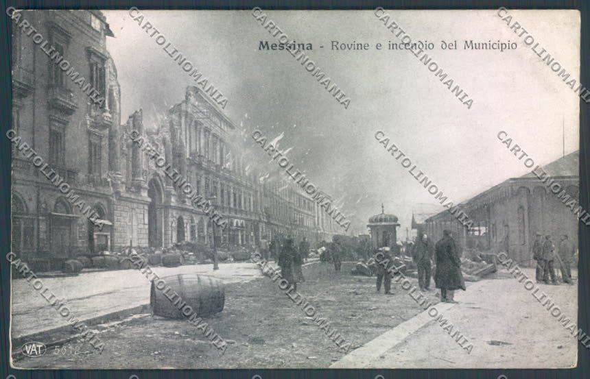 Messina Terremoto Città Municipio cartolina ZB9797 – fronte