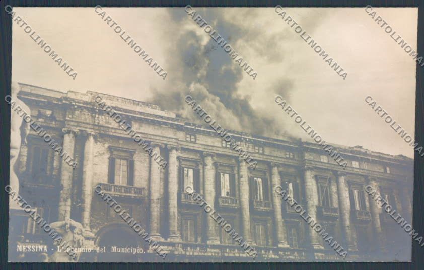 Messina Terremoto Città Municipio foto cartolina ZB9823 – fronte