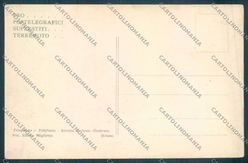Messina Terremoto Città Poste SCOLLATA IN PARTE cartolina ZB9881 – retro