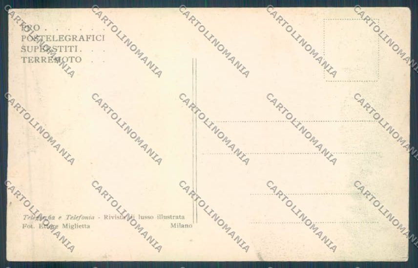 Messina Terremoto Città Poste SCOLLATA IN PARTE cartolina ZB9884 – retro