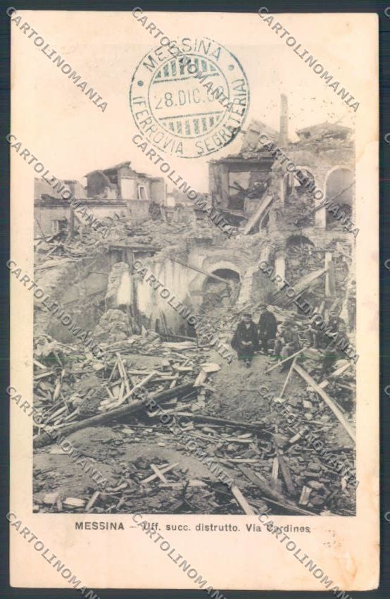 Messina Terremoto Città Poste SCOLLATA IN PARTE cartolina ZB9886 – fronte