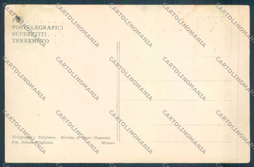 Messina Terremoto Città Poste SCOLLATA IN PARTE cartolina ZB9886 – retro
