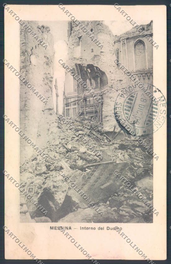 Messina Terremoto Città Poste SCOLLATA IN PARTE cartolina ZB9888 – fronte