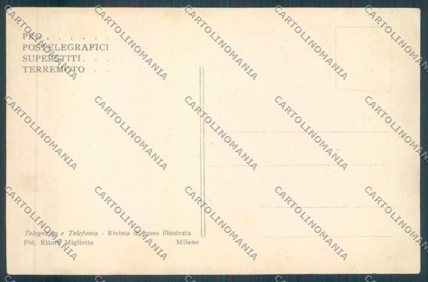 Messina Terremoto Città Poste SCOLLATA IN PARTE cartolina ZB9888 – retro