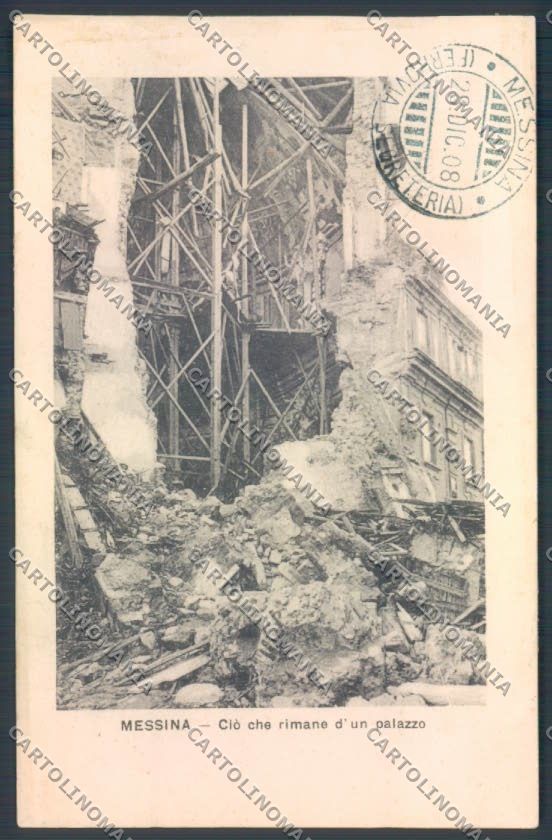 Messina Terremoto Città Poste SCOLLATA IN PARTE cartolina ZB9890 – fronte