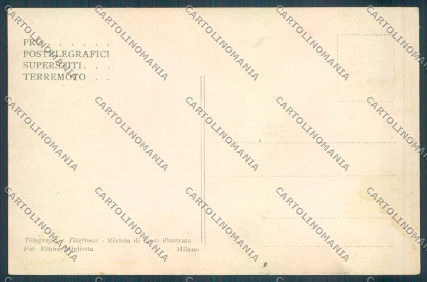Messina Terremoto Città Poste SCOLLATA IN PARTE cartolina ZB9890 – retro