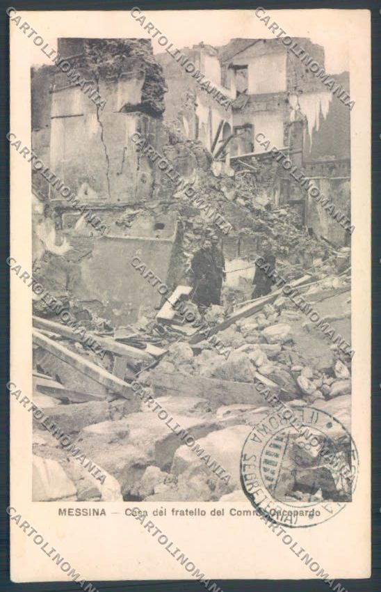 Messina Terremoto Città Poste SCOLLATA IN PARTE cartolina ZB9891 – fronte