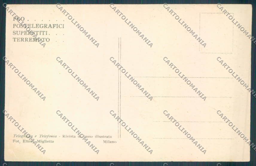Messina Terremoto Città Poste SCOLLATA IN PARTE cartolina ZB9891 – retro