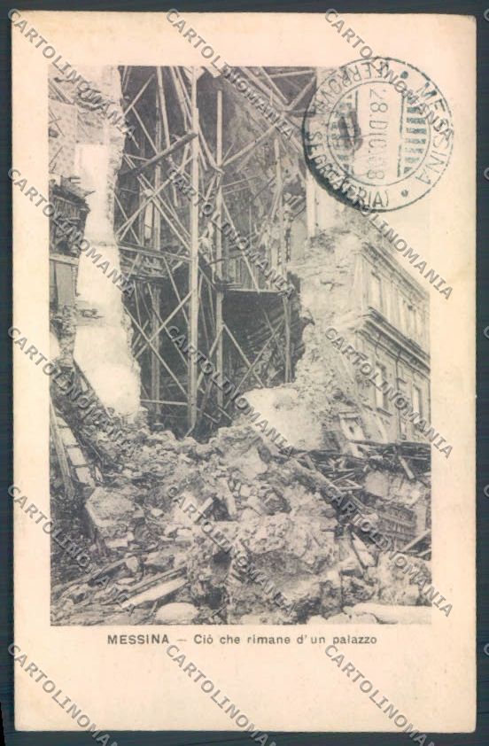 Messina Terremoto Città Poste SCOLLATA IN PARTE cartolina ZB9893 – fronte
