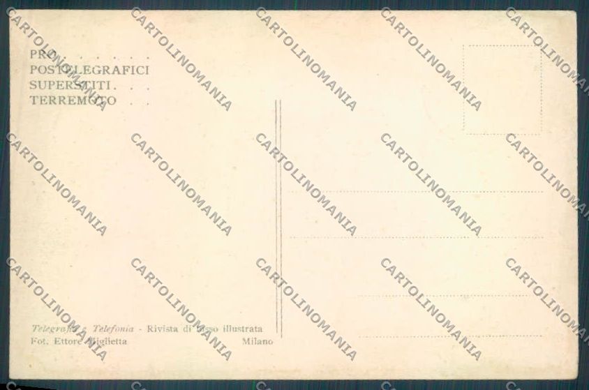 Messina Terremoto Città Poste SCOLLATA IN PARTE cartolina ZB9893 – retro