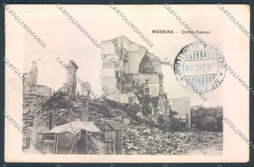 Messina Terremoto Città Poste SCOLLATA IN PARTE cartolina ZB9894 – fronte