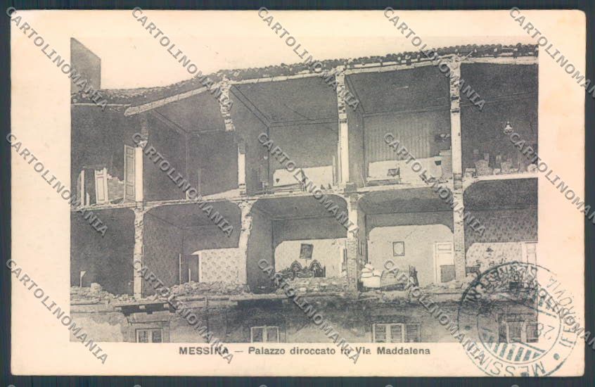 Messina Terremoto Città Poste SCOLLATA IN PARTE cartolina ZB9895 – fronte