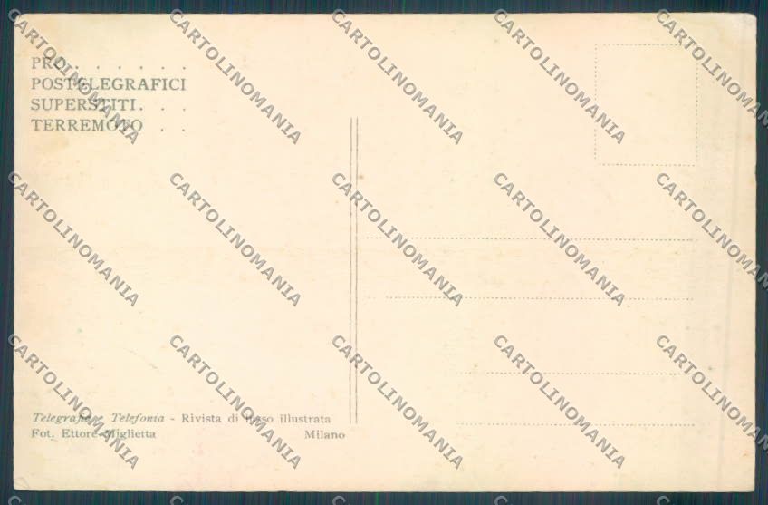 Messina Terremoto Città Poste SCOLLATA IN PARTE cartolina ZB9895 – retro