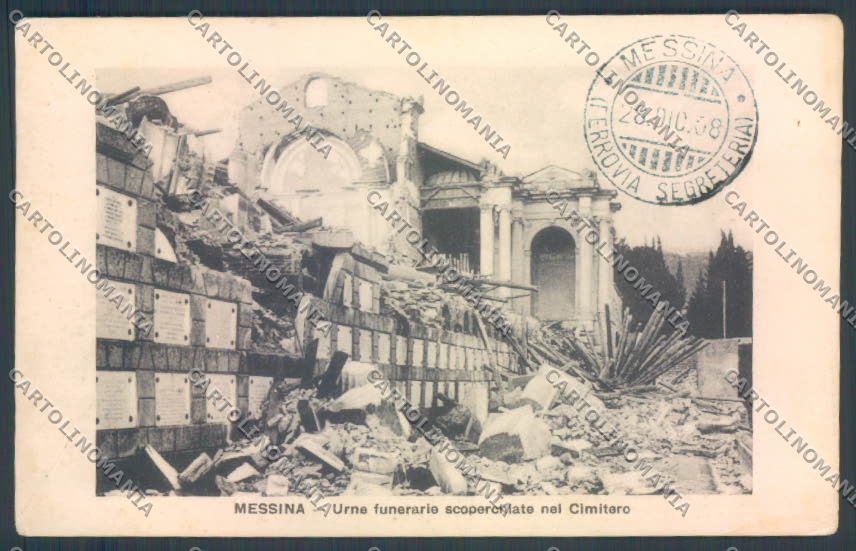 Messina Terremoto Città Poste SCOLLATA IN PARTE cartolina ZB9896 – fronte