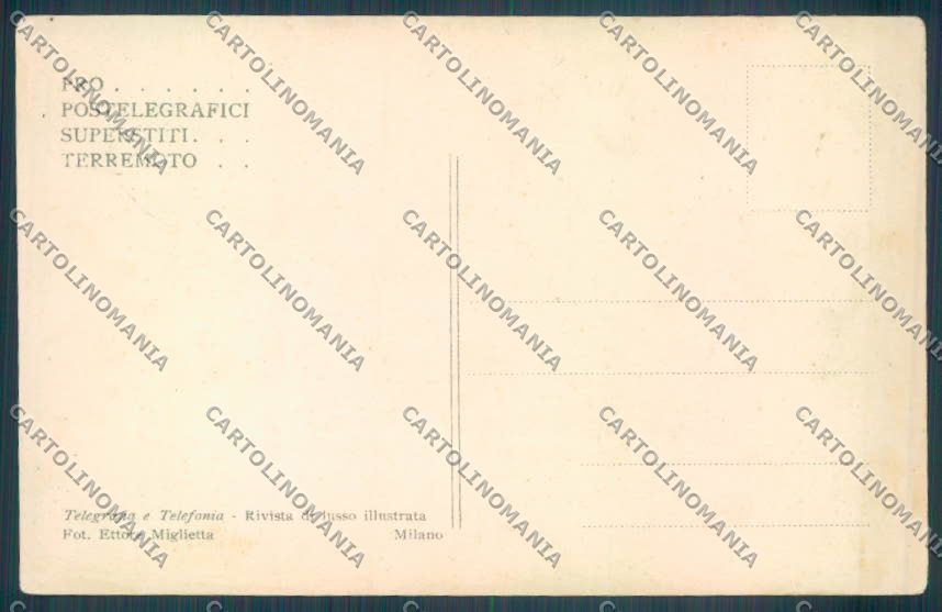 Messina Terremoto Città Poste SCOLLATA IN PARTE cartolina ZB9896 – retro
