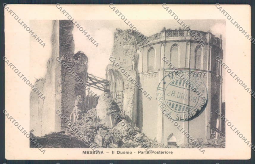 Messina Terremoto Città Poste SCOLLATA IN PARTE cartolina ZB9898 – fronte