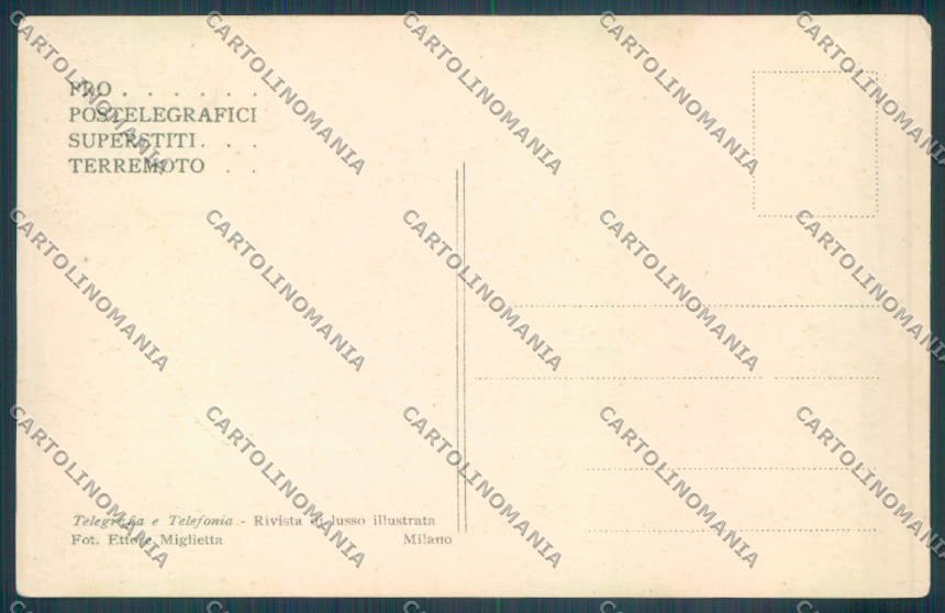 Messina Terremoto Città Poste SCOLLATA IN PARTE cartolina ZB9898 – retro