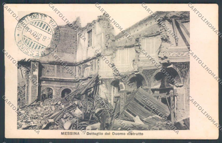 Messina Terremoto Città Poste SCOLLATA IN PARTE cartolina ZB9899 – fronte
