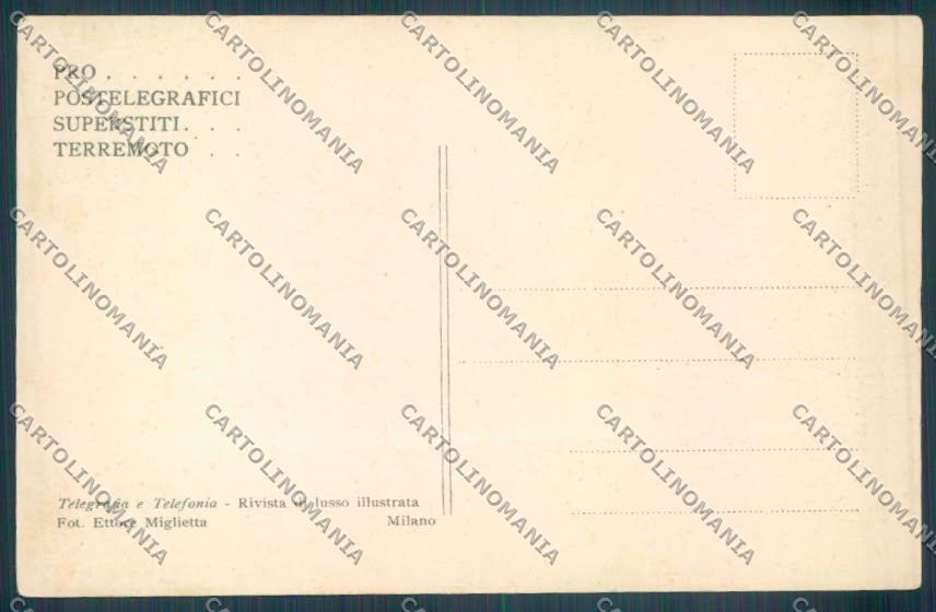 Messina Terremoto Città Poste SCOLLATA IN PARTE cartolina ZB9899 – retro
