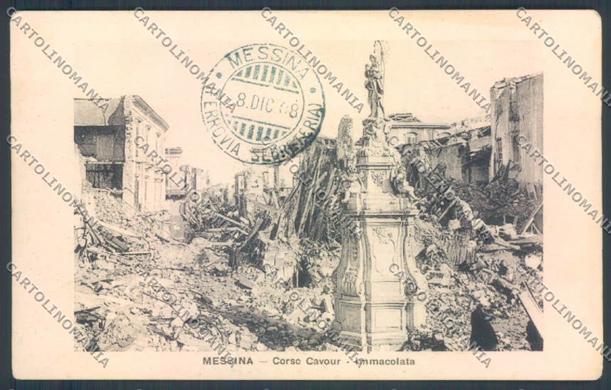 Messina Terremoto Città Poste SCOLLATA IN PARTE cartolina ZB9900 – fronte