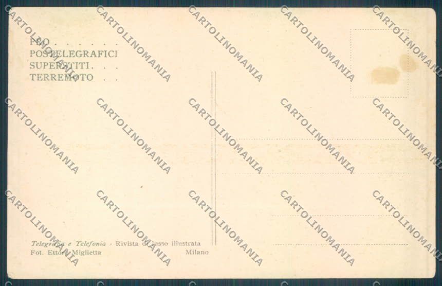 Messina Terremoto Città Poste SCOLLATA IN PARTE cartolina ZB9900 – retro