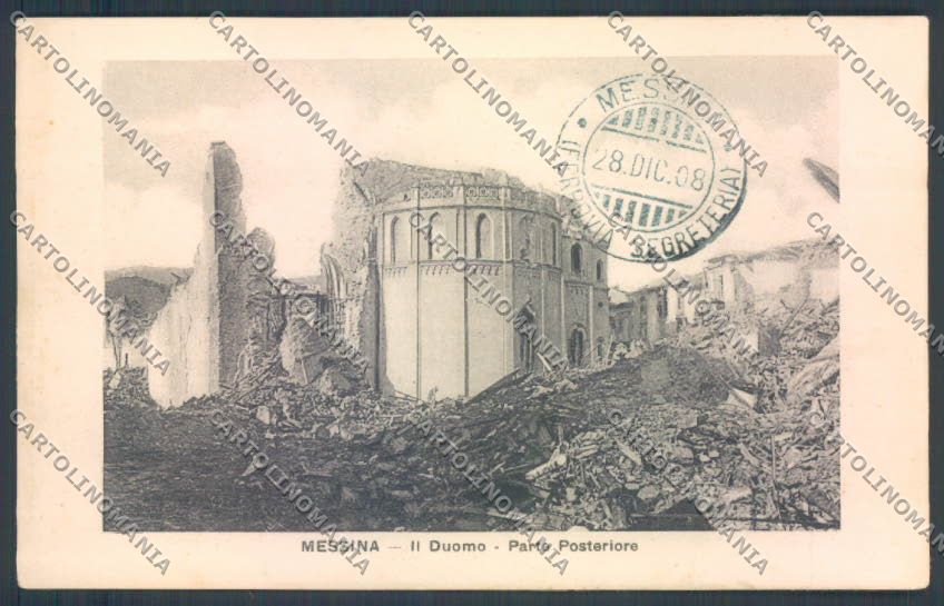 Messina Terremoto Città Poste SCOLLATA IN PARTE cartolina ZB9901 – fronte