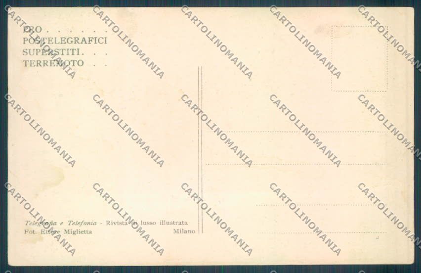 Messina Terremoto Città Poste SCOLLATA IN PARTE cartolina ZB9901 – retro