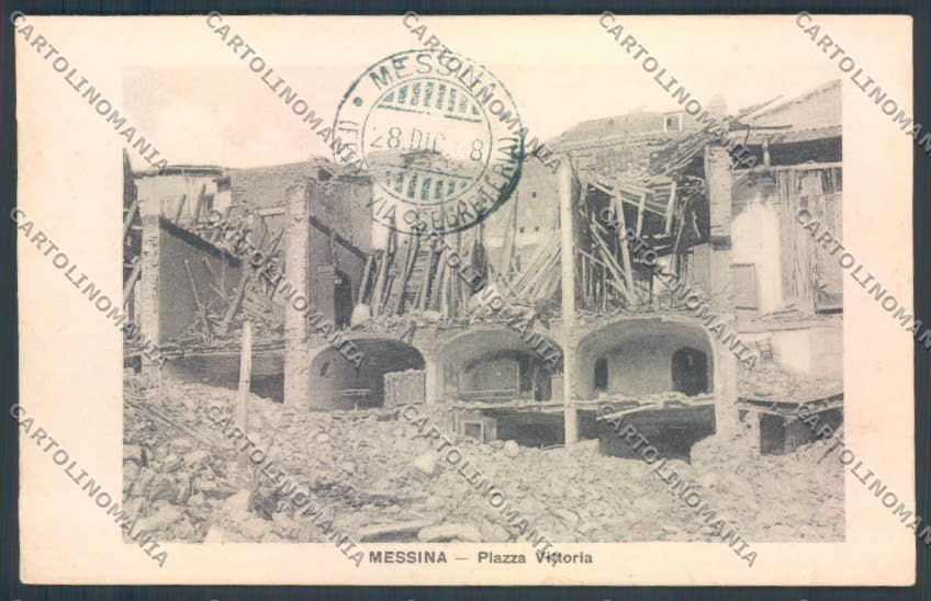 Messina Terremoto Città Poste SCOLLATA IN PARTE cartolina ZB9902 – fronte