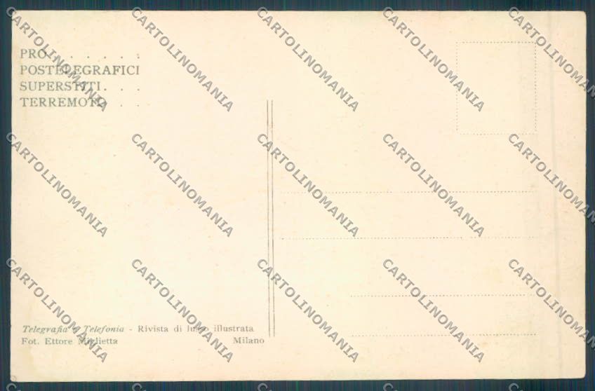Messina Terremoto Città Poste SCOLLATA IN PARTE cartolina ZB9902 – retro