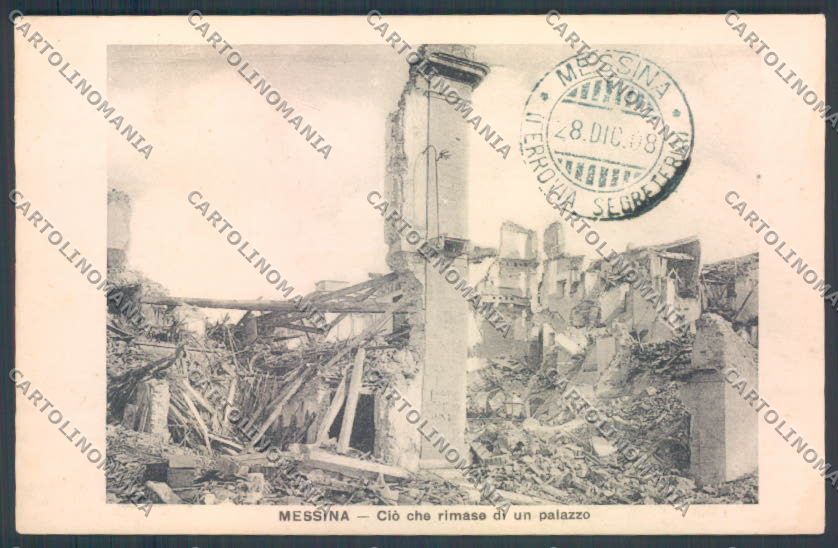 Messina Terremoto Città Poste SCOLLATA IN PARTE cartolina ZB9903 – fronte